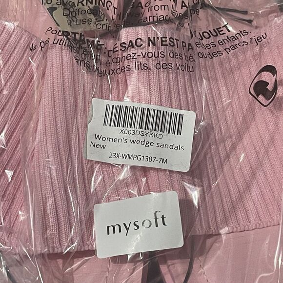 Womens Knit Platform Sandals Size 10 Pink Summer Slip On Open Toe Wedge - Picture 6 of 8